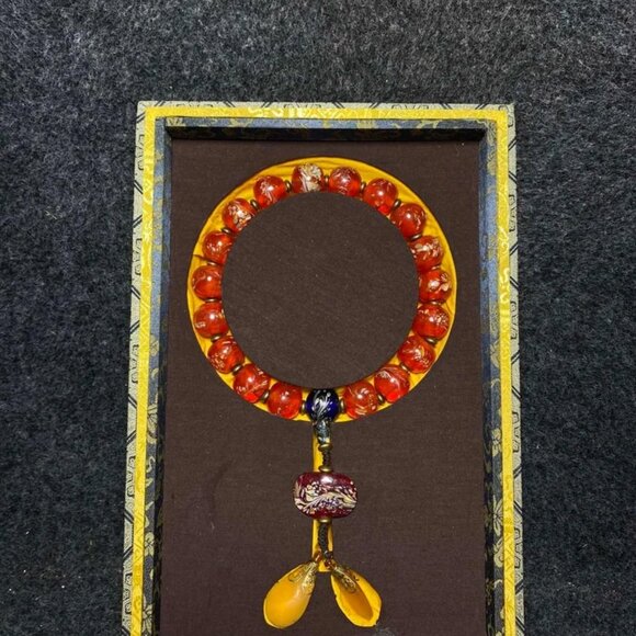 Chinese Peking Glass Beads Prayer Bracelet w Box - Picture 10 of 10